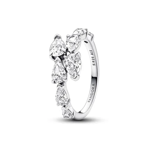 PANDORA Timeless Glitzernder Überlappender Band-Ring aus Sterling Silber mit Cubic Zirkoniastein verziert, Größe: 56, 193004C01-56
