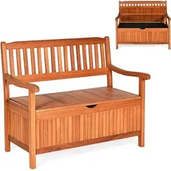 COSTWAY Gartenbank Sitzbank Holz mit Stauraum von Costway