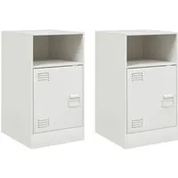 vidaXL Nachttische 2er Set Weiß 34,5x39x62 cm aus Stahl - Moderne Nachttische aus stabilem kaltgewalztem Stahl, pflegeleicht und mit praktischem Stauraum für Bücher und Kleinigkeiten. Ideal für jedes Schlafzimmer.