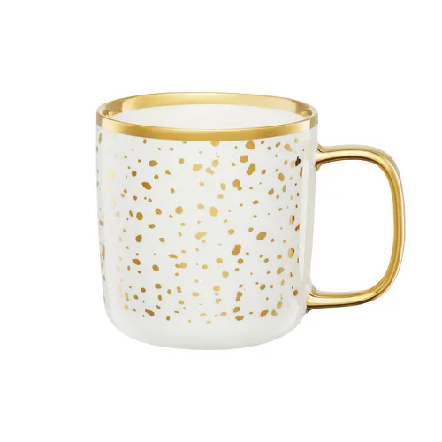 Kaffeebecher Kaffeetasse Gold Becher Porzellan Tasse Royal 370 ml weiß