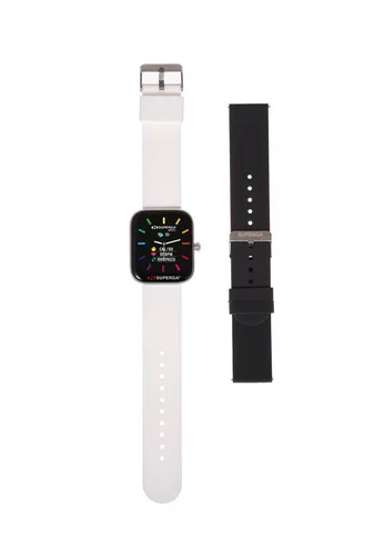 Smartwatch + Armband SUPERGA UNIKO SWT-STC002 Silikon Weisse Schwarz TOUCHSCREEN