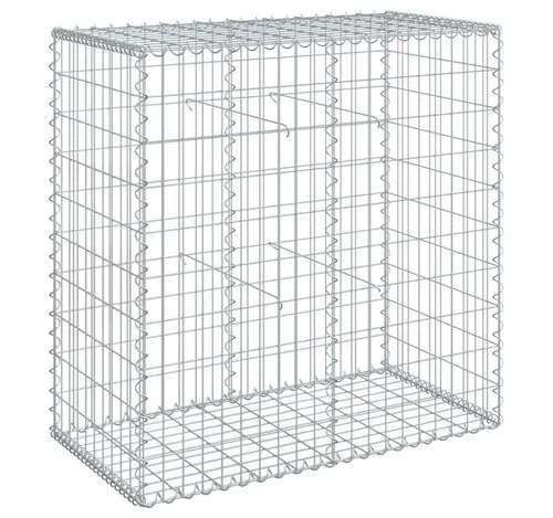 furnicato Gabionenzaun 100x50x100 cm aus rostfreiem Eisendraht - Robuster Gabionenzaun aus silberfarbenem Eisendraht, ideal für Garten- und Landschaftsgestaltung. Schafft eine dekorative und sichere Abgrenzung.
