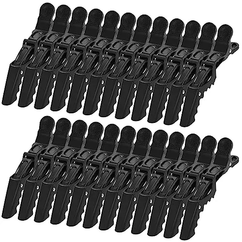 Stück Abteilklammern Haar Klammern Friseur Kunststoff Krokodil Haar Clips, Professionelle Friseurspange,Haare Schneiden Schablone,Frisör Zubehör (schwarz) 24