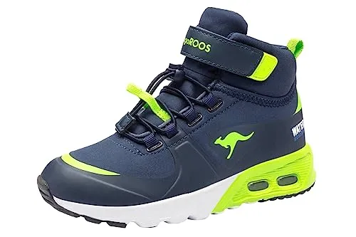 KangaROOS Jungen Kx-hydro Sneaker, Dk Navy Lime, 32 EU - Sneaker mit robustem Synthetik-Obermaterial, ideal für aktive Kinder und optimalen Halt dank Schnürsenkeln.
