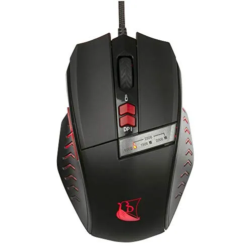 Konix Drakkar Gaming-Maus Runemaster Evo für PC - LED-Hintergrundbeleuchtung - USB-Anschluss - 1,8 m Kabel - Schwarz und Rot