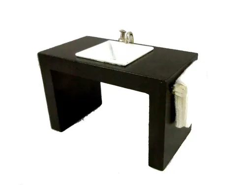 Melody Jane Puppenhaus Badezimmer Möbel Modern Waschbecken Schwarz Einheit