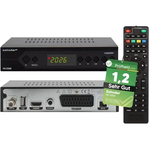 ZEHNDER HX-2200 - Digitaler Sat Receiver für Satellitenschüssel, Full HD, kinderleichte Bedienung und ideal für Zuhause oder Camping