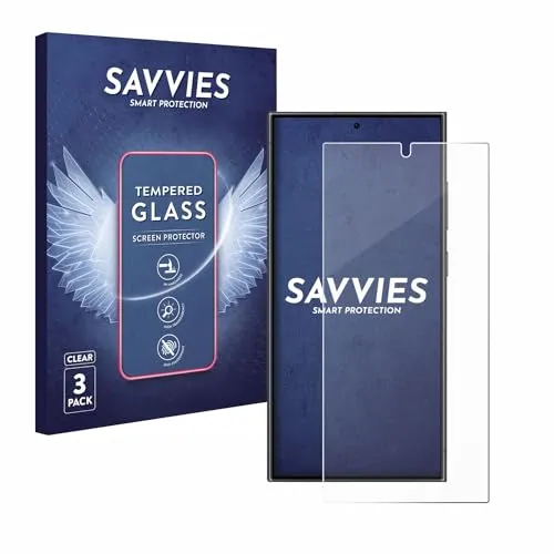 Savvies Panzer Schutz Glas für Samsung Galaxy S24 Ultra (3 Stück) 9H Hartglas, Anti-Fingerprint, Displayschutz
