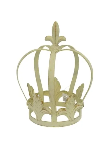 Pflanzkrone Metall Rankhilfe Shabby Chic altweiß Deko-Krone Vintage für Haus und Garten H: 29 cm -11419-