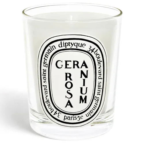 Diptyque Home Kerze Geranium Rosa 190 g - Kerzen mit frischem Geranien-Duft und blumig-würzigen Rosennoten, ideal für ein harmonisches Ambiente und zeitlose Eleganz in jedem Raum.