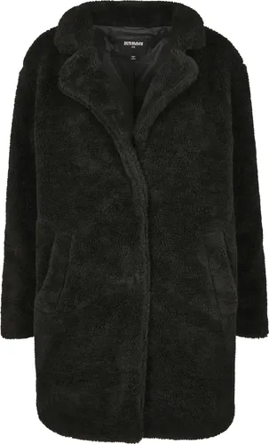 Urban Classics Damen Oversized Sherpa Coat - Schwarz XL - Funktionsjacke mit gerade geschnittenem Oversize-Design, ideal für gemütliche Looks und ausgestattet mit zwei großen Seitentaschen.