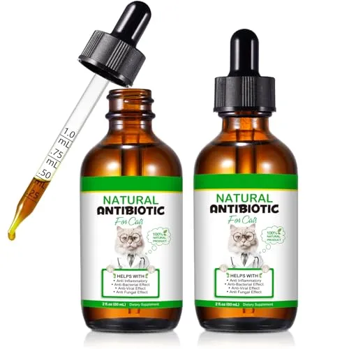 Pack Natürliche Antibiotika für Katzen, 60ml antibiotika Katze, Katzenantibiotika bei Infektionen, Cat Multivitamin ist antibakterielle, Unterstützt das Immunsystem und die Knochengesundheit 2