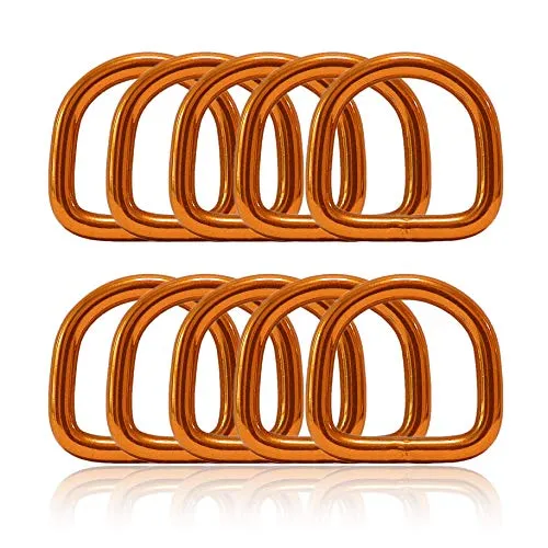 Ganzoo D - Ring aus Stahl, 10er Set, Innenmaß 21mm, Materialstärke 4mm, DIY Hunde-Halsband, nichtrostend, geschweißt, Ideal mit Paracord 550, Farbe orange