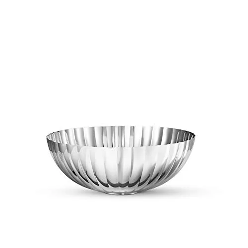 Georg Jensen Bernadotte Schüssel klein, Edelstahl 10015891 - Dekoschalen mit zeitlosem skandinavischem Design, ideal für Obst oder Blumen. Hochglanzpolierter Edelstahl und charakteristisches gerilltes Design aus den 1930er Jahren.