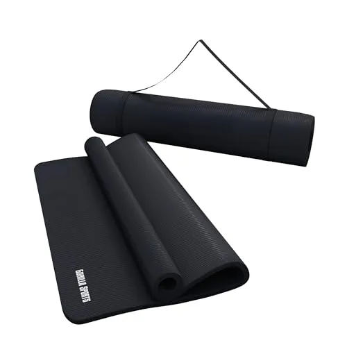 GORILLA SPORTS Yogamatte 190x60cm - Rutschfeste Fitnessmatte mit Tragegurt - Sportmatte für Yoga und Pilates in Schwarz, rutschfest und ideal für sicheres Training, erhältlich in 190x60cm und 190x100cm.
