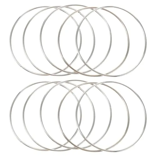 VOSAREA 10 Stücke Metallringe zum Basteln 10cm Silber Makramee Ring Metall Drahtringe zum Basteln Metallringe Deko für Hochzeitskranz, Traumfänger, Floristik
