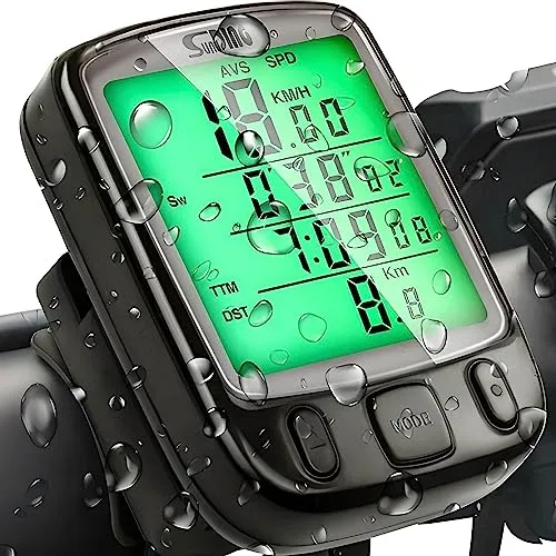 Retoo Fahrradcomputer mit Fahrrad Tachometer, Kilometerzähler mit 25 Funktions, wasserdichte Fahrradtacho mit LCD Display mit Hintergrundbeleuchtung, Multi-Funktion, Radcomputer, Schwarz