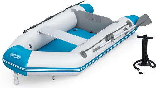 Bestway® Hydro-Force® Sportboot-Set Caspian 230 x 130 x 30 - Schlauchboot für 2 Erwachsene, maximale Belastbarkeit 280 kg, robustes TriTech®-Material, ideal für Wassersportabenteuer auf Seen und Flüssen.