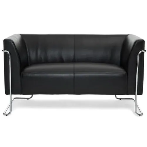 hJh-OFFICE Sofa CURACAO 2-Sitzer, Kunstleder schwarz - Modisches 2-Sitzer Loungesofa aus pflegeleichtem Kunstleder, ideal für Wohnzimmer oder Büros. Bequeme gepolsterte Sitzfläche und belastbar bis 290 kg.