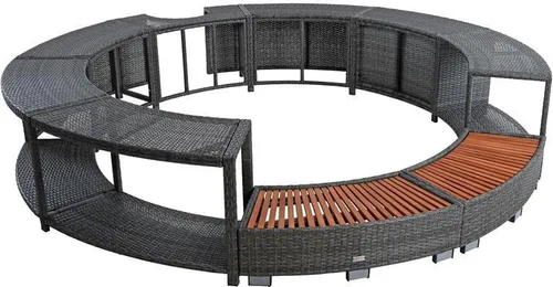 ESTEXO Poolumrandung aus Polyrattan - Einfassung für Pools und Whirlpools bis 200 cm Durchmesser (Anthrazit-Grau)