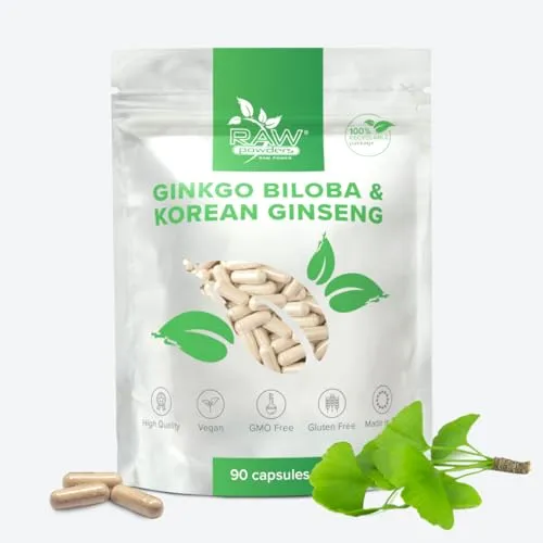 Ginkgo Biloba 3000 mg & Koreanischer Ginseng 1000 mg – Für Gedächtnis, Konzentration & Energie | 90 Kapseln