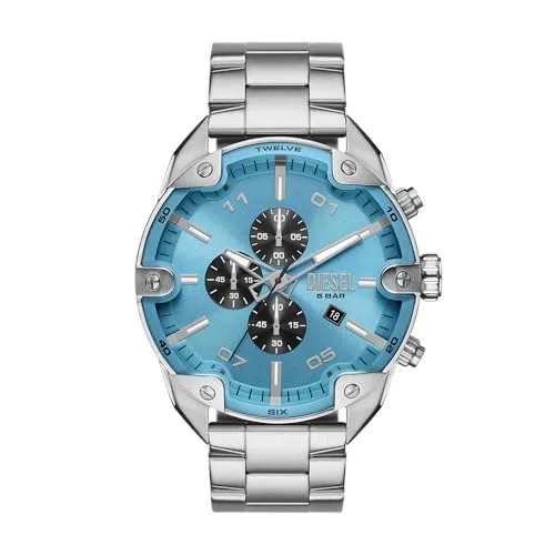 Diesel Spiked Quarz Chrono Uhr DZ4655 für Männer - Armbanduhren für Herren mit 49-mm-Gehäuse, Quarzwerk und wasserdicht bis 50 m – ideal für den Alltag und sportliche Aktivitäten.