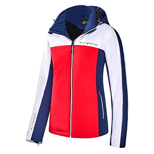 Black Crevice Damen Skijacke, 10.000mm Wassersäule, atmungsaktiv, blau/rot, 46