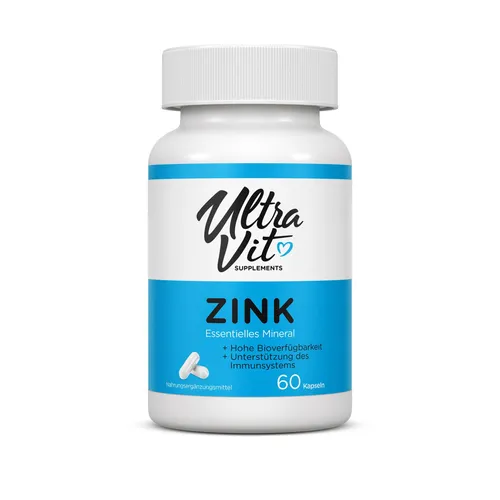 UltraVit Zink 60 Kapseln 60 Portionen Immunsystem Nervensystem Stoffwechsel