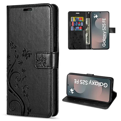 Handy Tasche für Samsung Galaxy S25 FE Handyhülle Klapphülle Wallet Case Schwarz