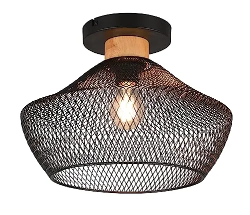 Reality Leuchten Deckenleuchte VALERIA 35x26.50 cm schwarz - Moderne Deckenleuchte aus matt schwarzem Metall, CE-geprüft und ideal für stilvolle Wohnräume.