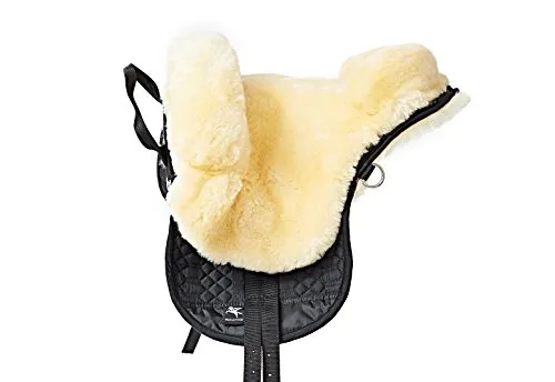 Engel Reitsport Fellsattel R1 Pony med. - Hochwertiger Lammfell Sattel - Pferdesattel aus 100% Merino Lammfell für optimalen Komfort, atmungsaktiv und strapazierfähig. Ideal bei Materialunverträglichkeiten, sorgt für besondere Nähe zum Pferd.