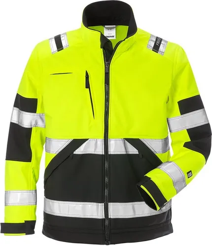 HI-VIS Softshelljacke 125024-196 XL gelb/schwarz - Arbeits- & Schutzkleidung: Winddicht, wasserabweisend und atmungsaktiv – ideal für Arbeitseinsätze im Freien. Ausgestattet mit vielen praktischen Taschen und verstellbaren Armabschlüssen.