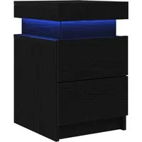 vidaXL Nachttisch mit LED-Leuchten Schwarz Eiche