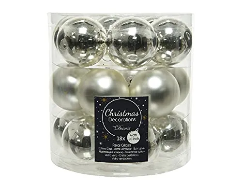 Weihnachtskugeln 4cm Glas Christbaumkugeln Weihnachtsbaumkugeln silber 18