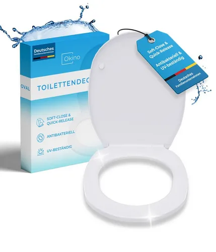 Okino WC-Sitz Okino WC-Sitz mit Absenkautomatik oval weiß, Absenkautomatik, zur Reinigung abnehmbar, Duroplast