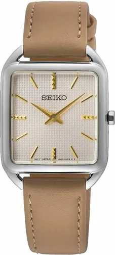 Seiko Quarzuhr Rechteckig mit Lederband - Damenuhr mit elegantem Design, Quarz-Antrieb und wasserdicht bis 5 bar – ideal für den Alltag und besondere Anlässe.