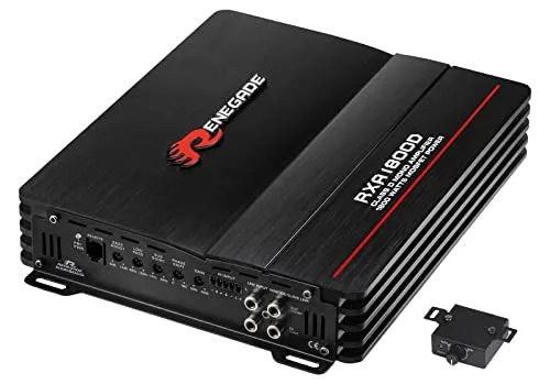 Renegade RXA1800 1-Kanal Endstufe 1800W - Class D Mono Verstärker mit Lautstärke-, Bass- und Höhen-Regelung für kraftvollen Sound im Auto.