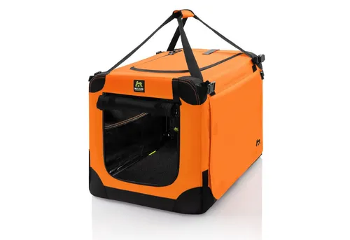 MAELSON Hunde-Transportbox Soft Kennel Neon-Orange, 82 cm – Faltbare und robuste Transportlösung - Robuste Hunde-Transportbox aus wasserabweisendem Nylon, mit stabilen Reißverschlüssen und integrierten Rollos für optimalen Komfort. Ideal für Reisen und als Rückzugsort für Zuhause.