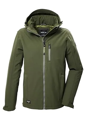 G.I.G.A. DX Herren Softshelljacke mit abzippbarer Kapuze - Funktionsjacke in dunkeloliv, ideal für Outdoor-Aktivitäten, mit kuscheligem Innenfutter und PFC-freiem Material für umweltbewusste Träger.