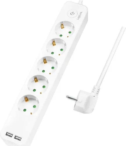 LogiLink Steckdosenleiste 5-fach, 1,5m 2xUSB 5V/2,1A max.
