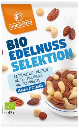 Landgarten Bio Edelnuss Selektion | Proteinreicher Erdnuss Mix für unterwegs | 45 g (1er Pack)