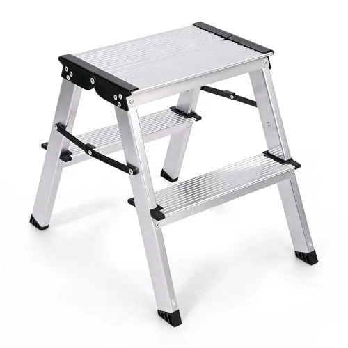 Sekey Aluminium Klappleiter 2 Stufen – Beidseitig Begehbar & Rutschfest