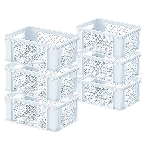 6x Stapelkorb / Eurobehälter 400 x 300 x 175 mm - Transportboxen, ideal für Produktion und Lager. Diese stabilen Behälter aus strapazierfähigem Polypropylen bieten 16 Liter Volumen und sind perfekt für den robusten Einsatz.
