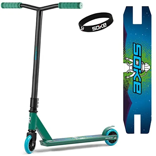 SOKE Stunt Scooter GO! Kick-Scooter mit ABEC 9 Kugellager Tretroller Trick Roller für Erwachsene und Kinder Zweirad Freestyle Cityroller | 2 Räder | Tragkraft 100kg Grün