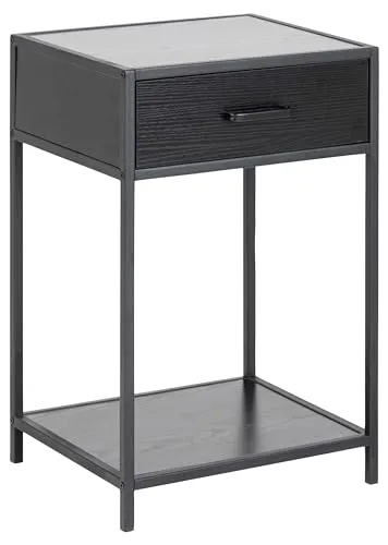 ACTONA GROUP Nachttisch im Industrie-Look - Nachttisch mit Metallgestell und Schublade, ideal für modernes Wohnen. Schaffen Sie zusätzlichen Stauraum und setzen Sie stilvolle Akzente in Ihrem Schlafzimmer.