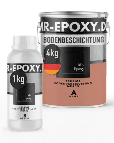 Mr. Epoxy Epoxidharz Bodenbeschichtung (5 kg, RAL 3012 Beigerot) - 2K Betonfarbe für Garagen & Werkstätten - Hochwertige 2K-Epoxidharz-Bodenbeschichtung für langlebige und widerstandsfähige Böden in Garagen, Werkstätten und Kellern. Einfache Anwendung und perfekte Deckkraft für strapazierfähige, fugenlose Oberflächen.