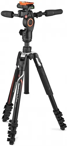 Manfrotto Befree Advanced 3-Way Tripod für Sony Alpha - Aluminium Travel MiniTripod für Foto und Video, bietet maximale Kamerastabilität und ist ideal für Vlogging; ultrakompakt und schnell aufzubauen.