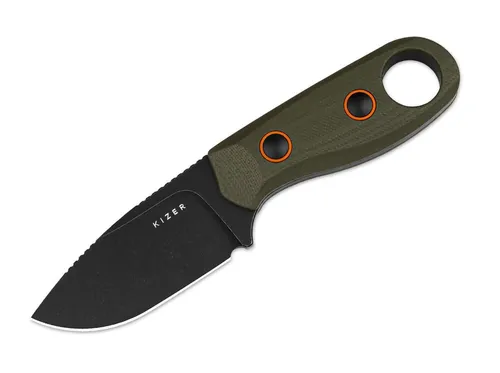 Kizer Taschenmesser Kizer Beaver D2 Olive Green G10 - Kompaktes Jagdmesser mit robuster D2-Klinge und griffigem G10-Griff. Ideal für Outdoor-Aktivitäten, ausgestattet mit passgenauer Kydexscheide und Gürtelclip für einfachen Transport.