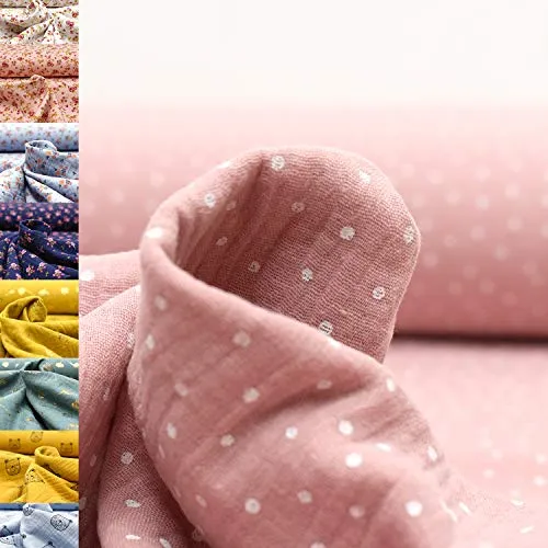 MAGAM-Stoffe Paul Musselin Mulltuch Kinder Baumwollstoff Oeko-Tex Meterware 50cm (Pünktchen alt rosa)
