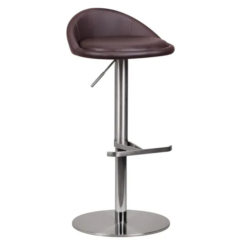 Eleganter Barhocker WL1.602 Braun Edelstahl, höhenverstellbar 54-79 cm - Moderner Barhocker mit gepolsterter Sitzfläche und 360° Drehbarkeit. Ideal für entspanntes Sitzen an der Bar oder Theke, individuell einstellbare Höhe für optimalen Komfort.